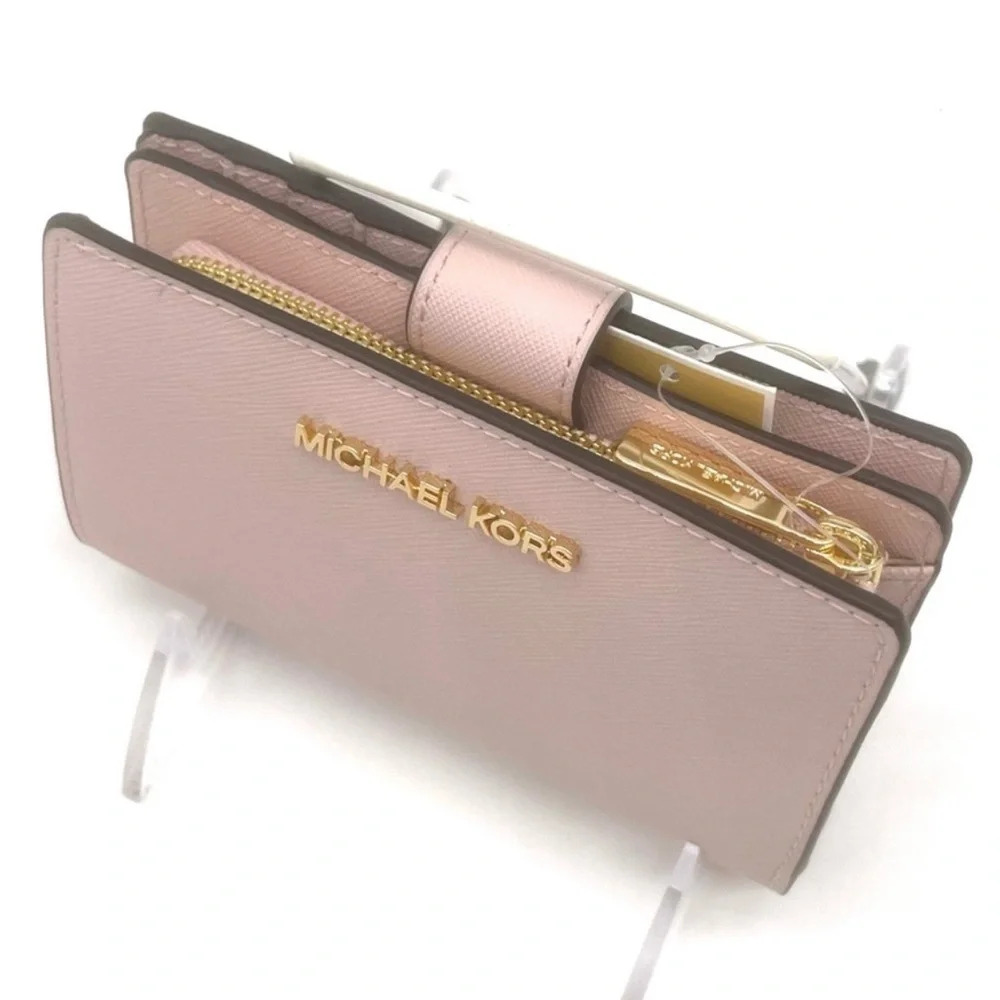 Michael Kors Medium Bifold Zip Chain Wallet Powder Blush (NWT) - Picture 5 of 8